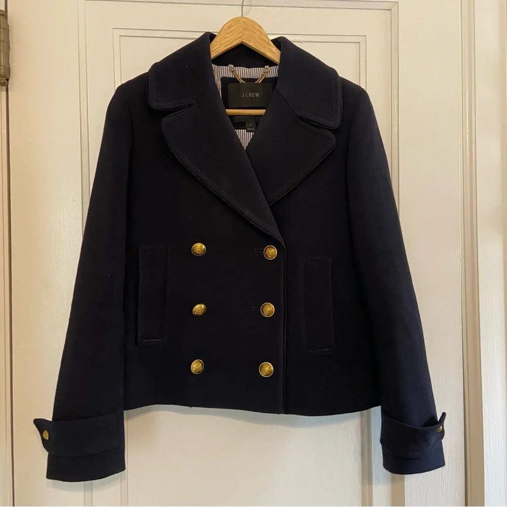 J. Crew Double Cloth wool blend pea coat - Picture 3 of 7